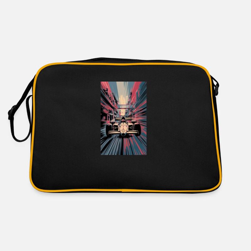 Rennauto - Retro Tasche - Schwarz/Gold