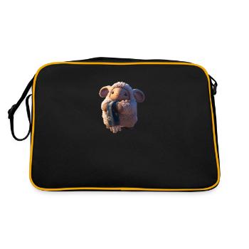 Cute sheep with scarf - Retro Bag - black/gold - Back