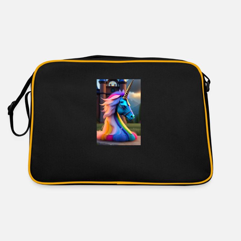 Fantasie Einhorn - Retro Tasche - Schwarz/Gold
