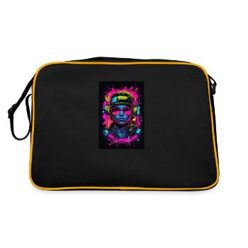 Couleurs néon sur fond noir. - Sac Retro - noir/or - Dos