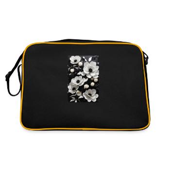 White flowers against a black background. - Retro Bag - black/gold - Back