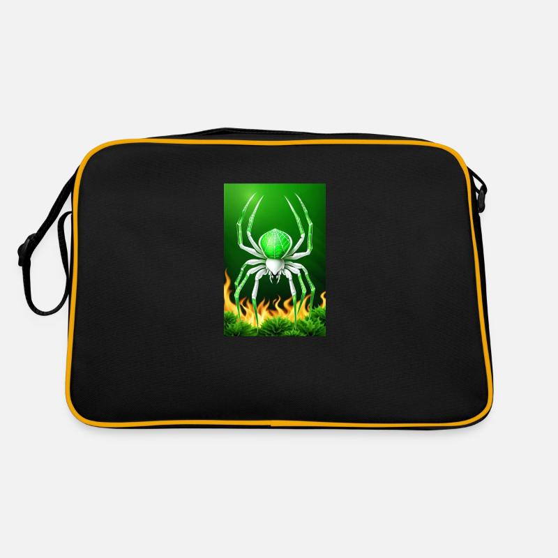 White Animals Green Spider Retro Tasche