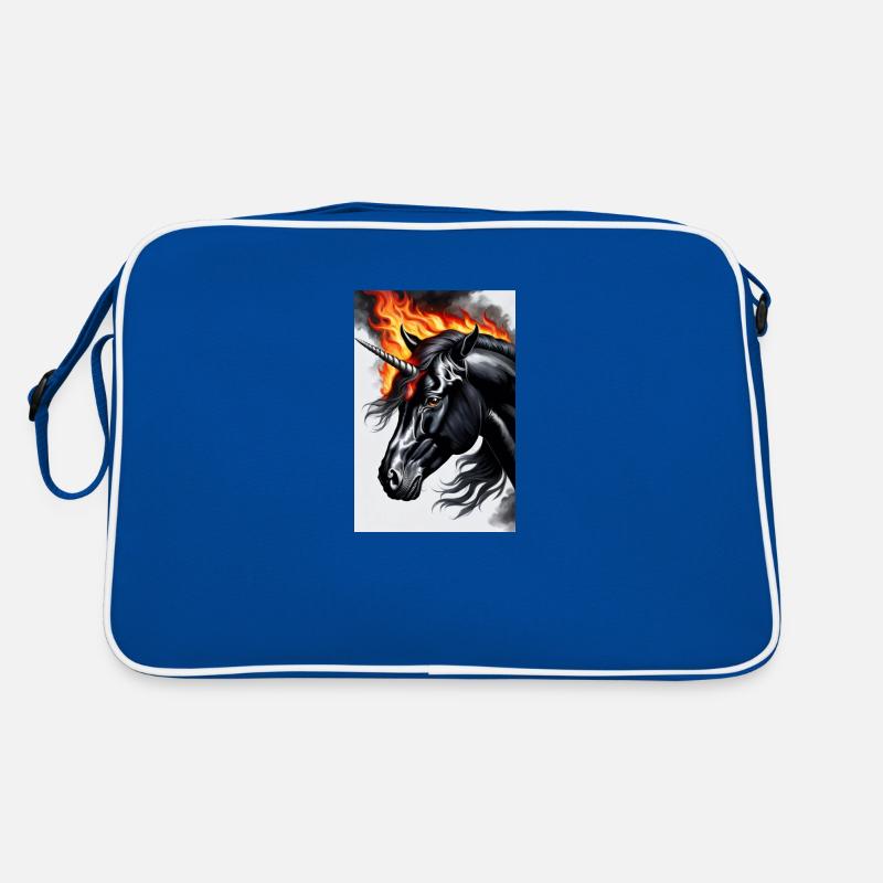 Schwarzes Einhorn Retro Tasche
