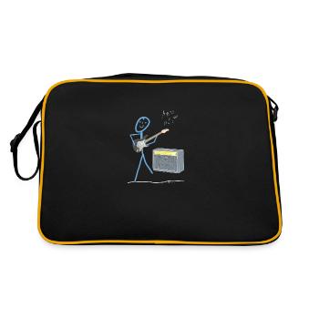 Power Guitar Stick Figure Music Amplifier Sound - Retro Bag - black/gold - Back
