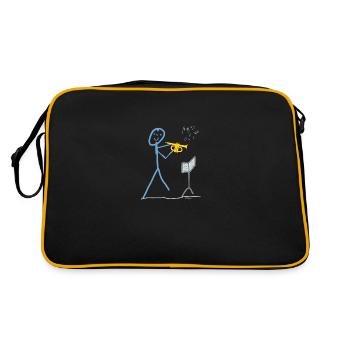 Trumpet Music Stick figure Plays melody - Retro Bag - black/gold - Back