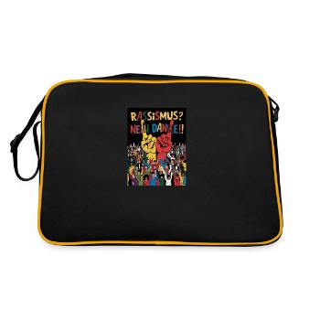 Rassismus? Nein danke! - Retro Tasche - Schwarz/Gold - Hinten