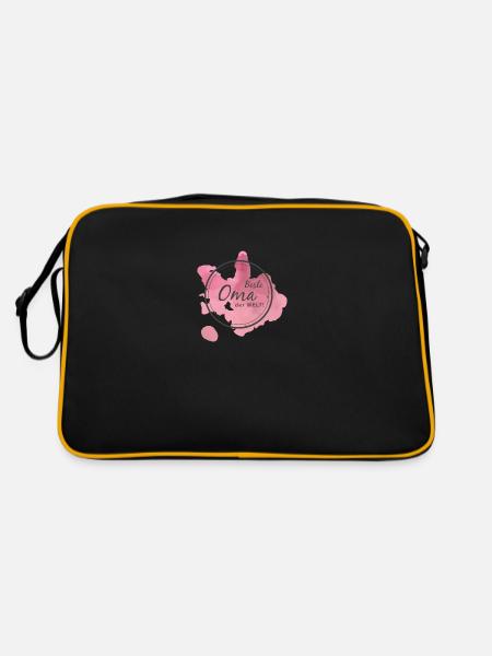 Beste Oma der Welt - Retro Tasche - Schwarz/Gold - Hinten