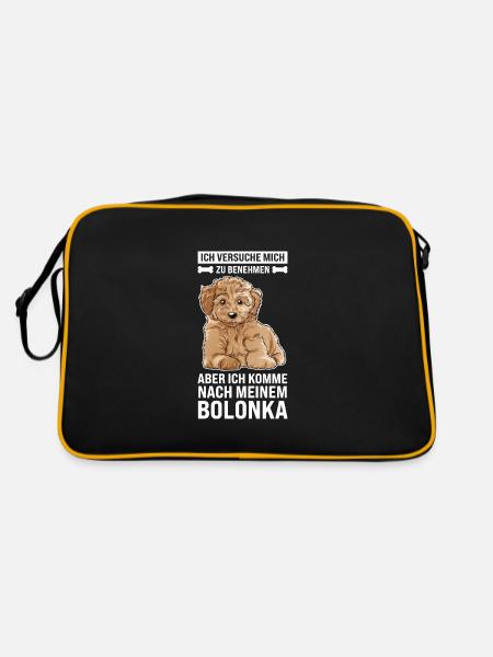 Bolonka Hund Bolonka Zwetna Geschenk - Retro Tasche - Schwarz/Gold - Hinten