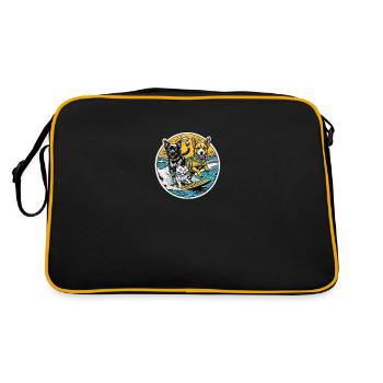 Un chat et des chiens surfant ensemble : meilleurs amis - Sac Retro - noir/or - Dos
