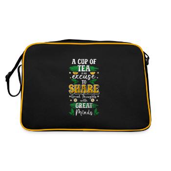 Teetrinker Gemütlich Getränk - Retro Tasche - Schwarz/Gold - Hinten