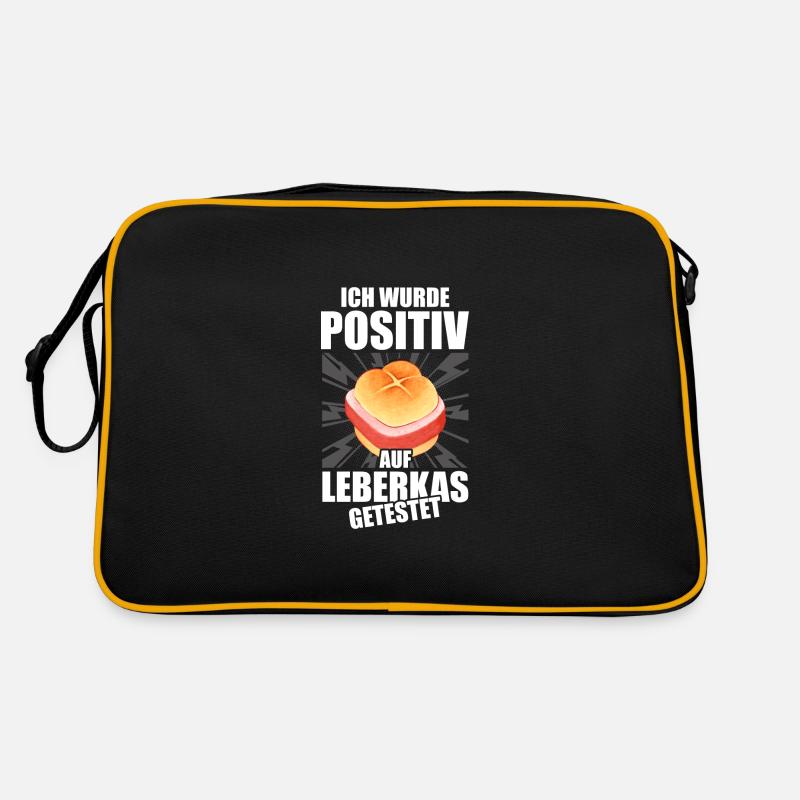 Ich wurde positiv auf Leberkas getestet - Retro Tasche - Schwarz/Gold