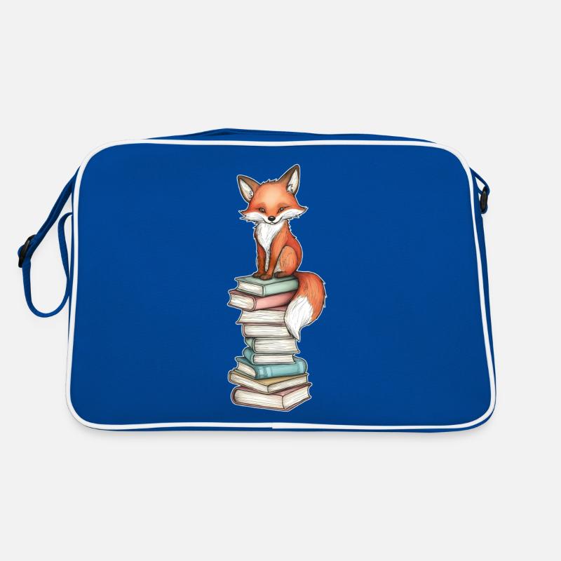 Fuchs auf Bücherstapel Retro Tasche