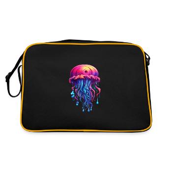 Pink Blue Graffiti Jellyfish Artwork - Retro Bag - black/gold - Back