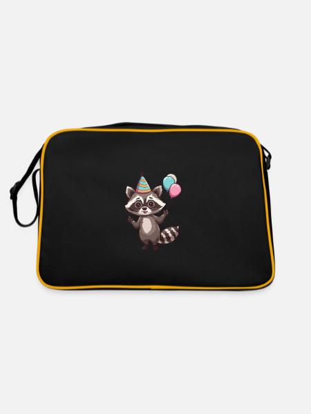 Raccoon Birthday Comic - Retro Bag - black/gold - Back