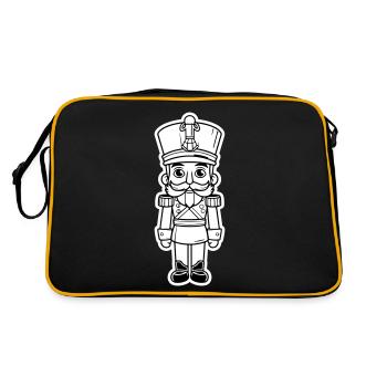 Nussknacker Weihnachten Symbol - Retro Tasche - Schwarz/Gold - Hinten