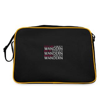 Jeden Tag Wandern Spruch - Retro Tasche - Schwarz/Gold - Hinten