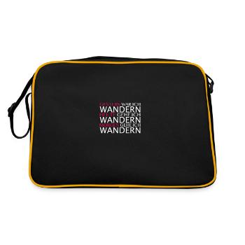 Jeden Tag Wandern Spruch - Retro Tasche - Schwarz/Gold - Hinten