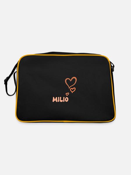 Milio als Vorname - Retro Tasche - Schwarz/Gold - Hinten