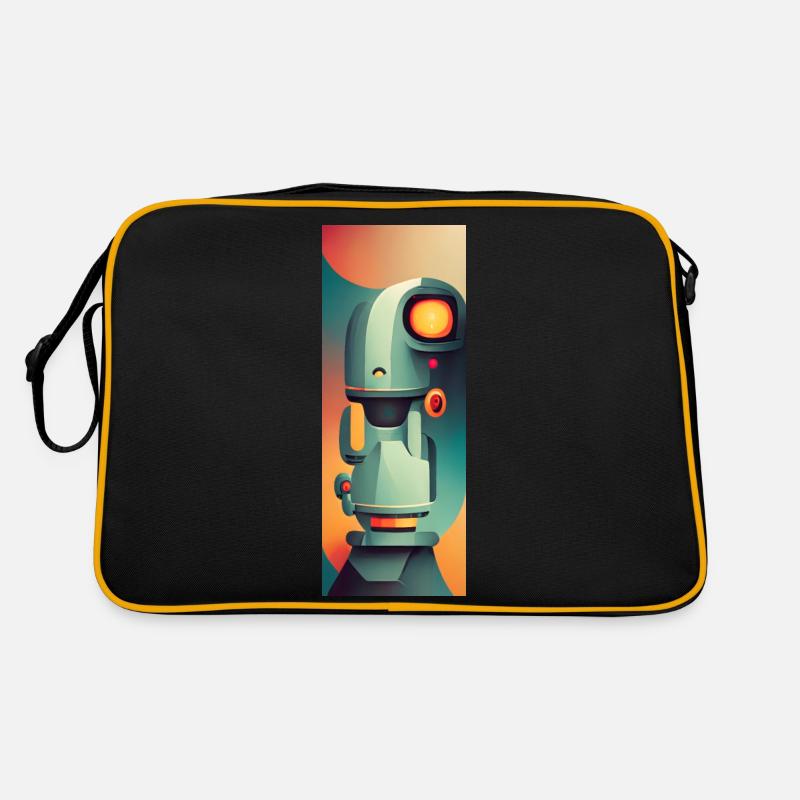 Roboter abstarkt orange - Retro Tasche - Schwarz/Gold