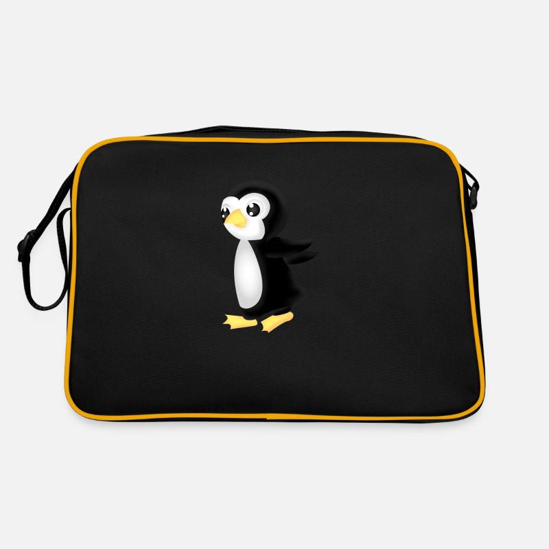 rennender pingu - Retro Tasche - Schwarz/Gold