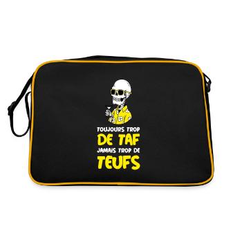 TOUJOURS TROP DE TAF, JAMAIS TROP DE TEUFS ! - Sac Retro - noir/or - Dos