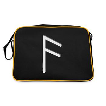 Futhark Runenalphabet Ansuz - Retro Tasche - Schwarz/Gold - Hinten