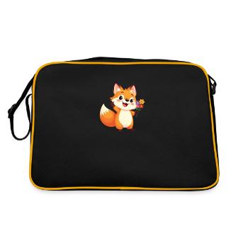 Renard de dessin animé joyeux avec bouquet de fleurs - Sac Retro - noir/or - Dos