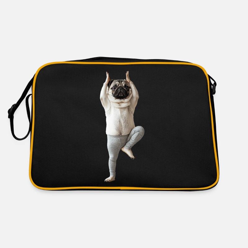 Mops - Retro Tasche - Schwarz/Gold