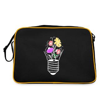 Glühbirne mit Blumen - Wachsende Ideen - Retro Tasche - Schwarz/Gold - Hinten
