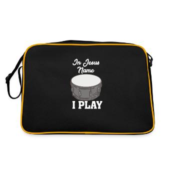 In Jesus Name I Play - Retro Tasche - Schwarz/Gold - Hinten