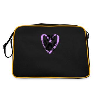 Empreinte de patte avec coeur, violet - Sac Retro - noir/or - Dos