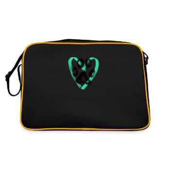 Empreinte de patte avec coeur, turquoise - Sac Retro - noir/or - Dos