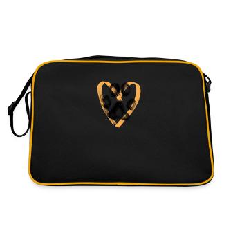 Empreinte de patte avec coeur, orange - Sac Retro - noir/or - Dos