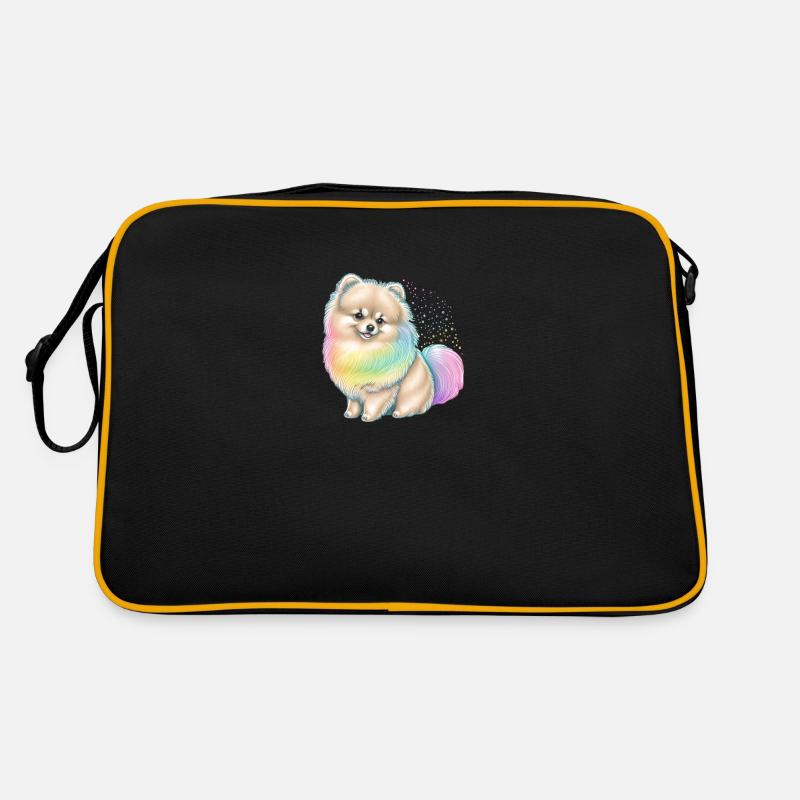 Pomeranian Zwergspitz Regenbogen Retro Tasche