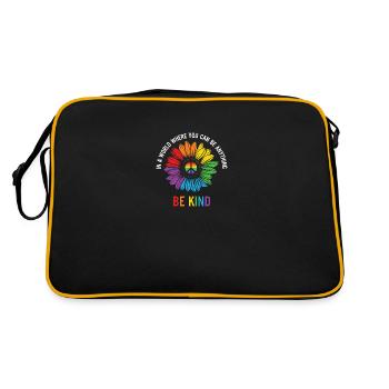 LGBT Design - BE KIND Design - Sac Retro - noir/or - Dos