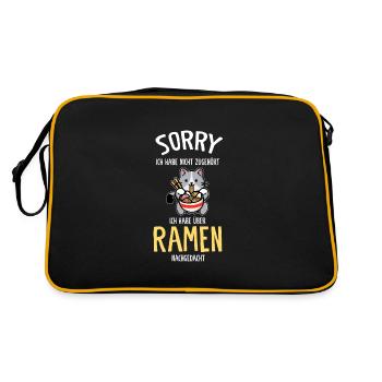 Ramen & Katzen Anime Ramen-Katze Geschenk - Retro Tasche - Schwarz/Gold - Hinten