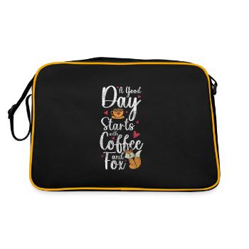 Wald Füchse Natur Niedlich - Retro Tasche - Schwarz/Gold - Hinten