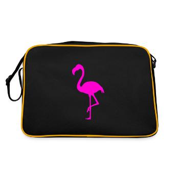 Flamingo Pink - Retro Tasche - Schwarz/Gold - Hinten