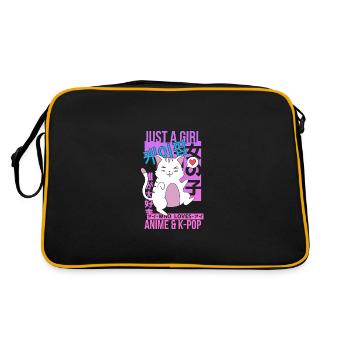 Just A Girl Who Loves Anime and K pop cat - Retro Tasche - Schwarz/Gold - Hinten