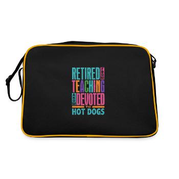 Retired From Teaching Now Devoted to Hot Dogs - Retro Bag - black/gold - Back