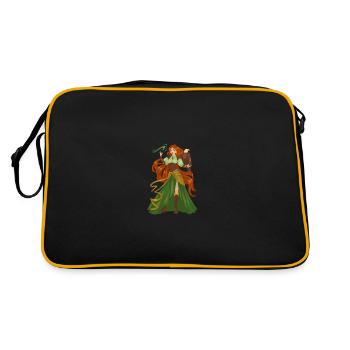Sorcière Cheveux Roux Oiseau Jolie Dame Modèle Fantaisie - Sac Retro - noir/or - Dos