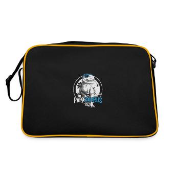 Papasaurus Papa Dinosaurier Vatertag Geschenk - Retro Tasche - Schwarz/Gold - Hinten