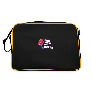 Fish Makes Life Betta Splendens for Men Women - Retro Tasche - Schwarz/Gold - Hinten