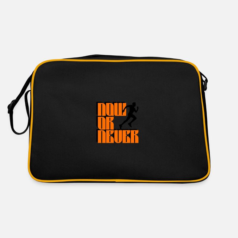 Jetzt oder nie Sport Running Runner Orange - Retro Tasche - Schwarz/Gold