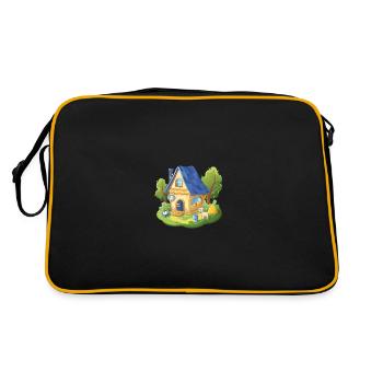 Märchen Haus des Milchmanns blau - Retro Tasche - Schwarz/Gold - Hinten