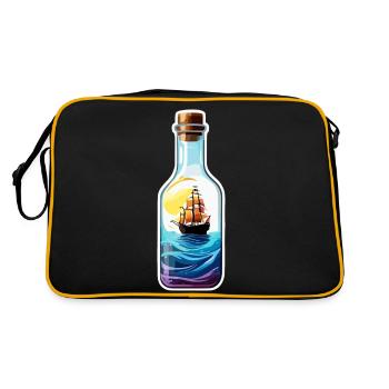 Navire dans une bouteille / Message dans une bouteille / Ahoy / ancre - Sac Retro - noir/or - Dos