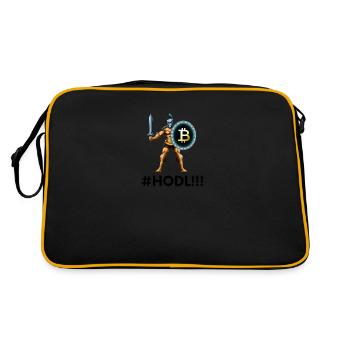 Bitcoin Hold Krypto Cryptocurrency - Retro Tasche - Schwarz/Gold - Hinten