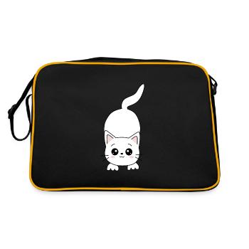 Chat Blanc Blanc Chats Kawaii Chat Mignon - Sac Retro - noir/or - Dos