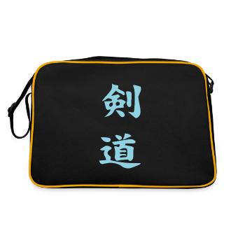 Kendo Kanji Design in blue - Retro Bag - black/gold - Back