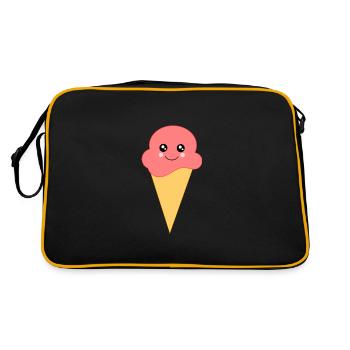 Eis Eiscreme Erdbeereis - Retro Tasche - Schwarz/Gold - Hinten